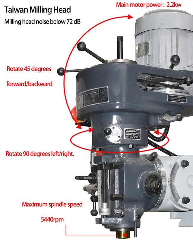 Turret Vertical Milling Machine 5H Milling Head Table Size 1370x305 Turret Milling Machine