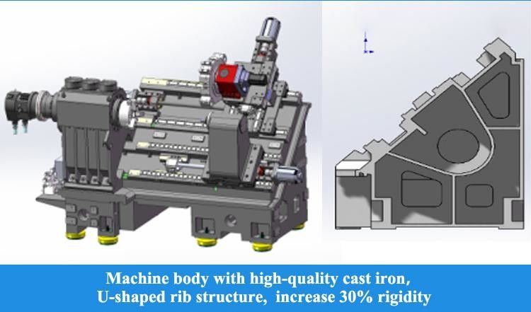 SMTCL High Rigidity Hard Rail CNC Turning Center HTC40Sm A2-8 Spindle Heavy Cutting CNC Turning Center