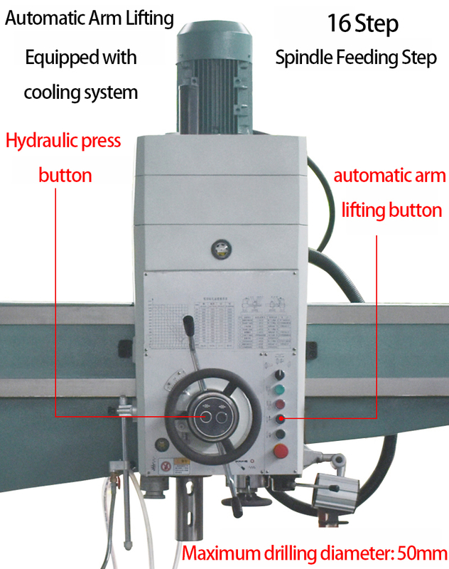 Radial Drilling Machine Z3050 Manual Feed Hydraulic Speed Change 50mm Drilling Diameter Radial Drill