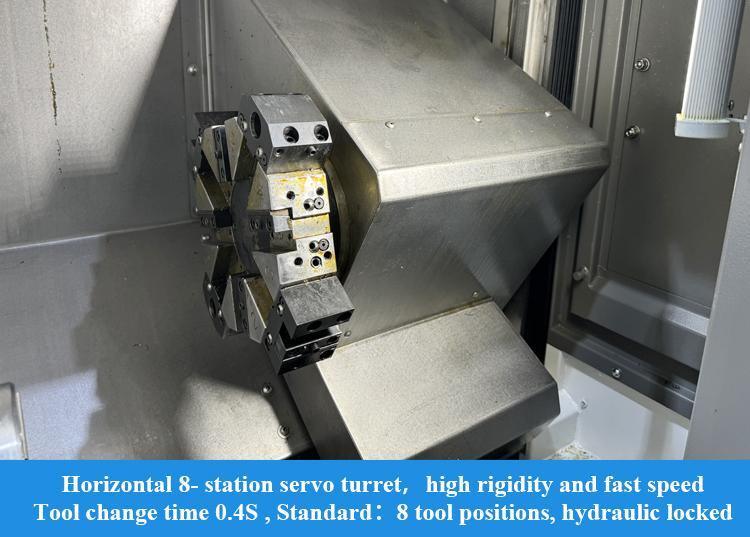 SMTCL 5000rpm A2-5 Spindle Horizontal 8- Station Servo Turret Small Parts Machining HTC16H Slant Bed CNC Lathe